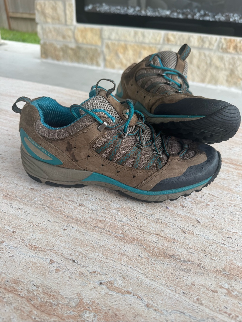 Women's Avian Light Sport Brown and Teal Trail Athletic Shoes - support Sneakers